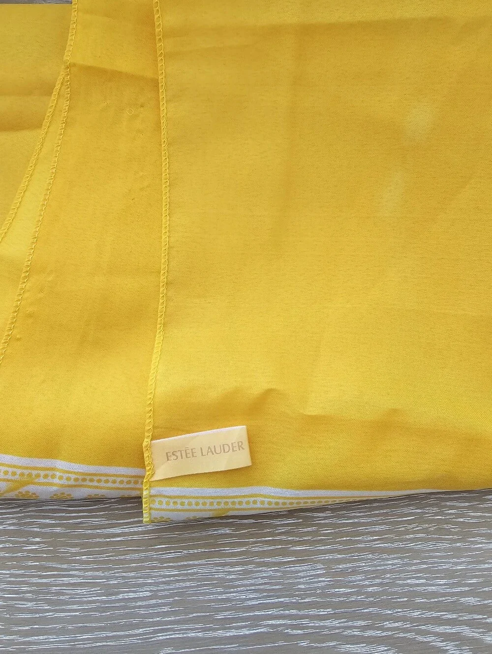 Estee Lauder Vintage Bright Yellow White Paisley Border Large Wrap Scarf Sarong